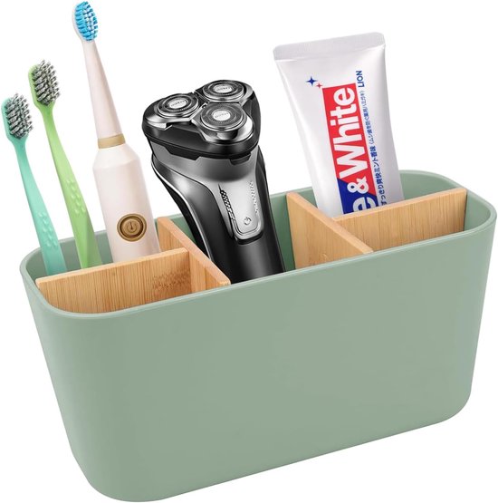 Zahnbürstenhalter Mit 5 Fächern Abnehmbares Design & Kinderfreundlich Multifunktionaler Badezimmer Organizer (grün)