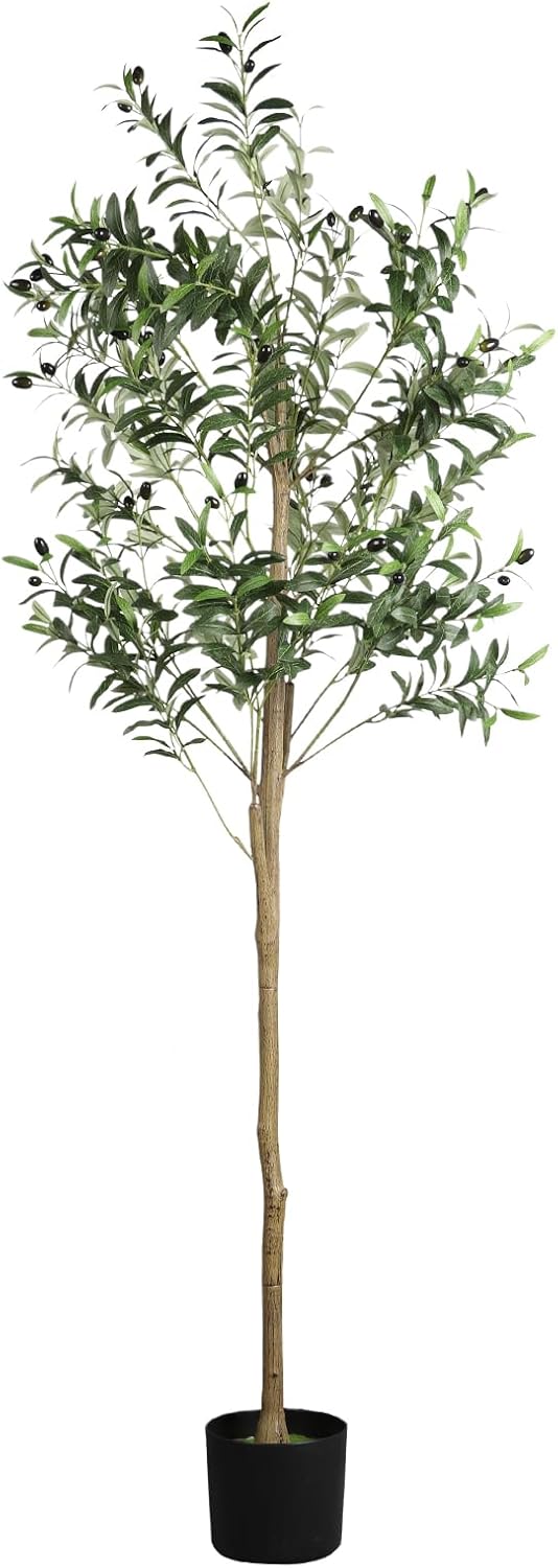 Künstlicher Olivenbaum, 180 Cm Hoch, Für Den Innen- Und Außenbereich Künstlicher Olivenbaum Mit Einem Stamm Aus Naturholz Und Realistischen Olivenblättern, Perfekt Für Zuhause, Wohnzimmer, Schlafzimme