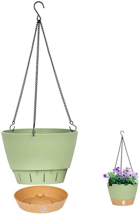 Hängender Blumentopf – 20 Cm Durchmesser – Für Drinnen Und Draußen Geeignet – Mit Abflusslöchern – Ideal Für Garten Und Wohnung – Grün