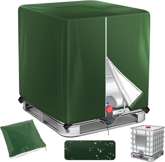 Ibc-wassertank Regenfassabdeckung 420d Grüne Abdeckung Mit Reißverschluss 1000 L 275 Gallonen Wasserdicht Und Uv-beständig Beugt Algenbildung Vor