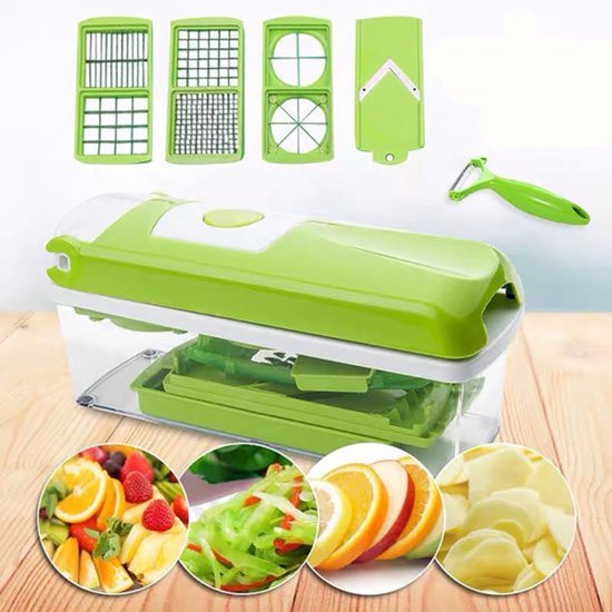 Multifunktionaler Gemüseschneider – 12-teiliges Set – Grün