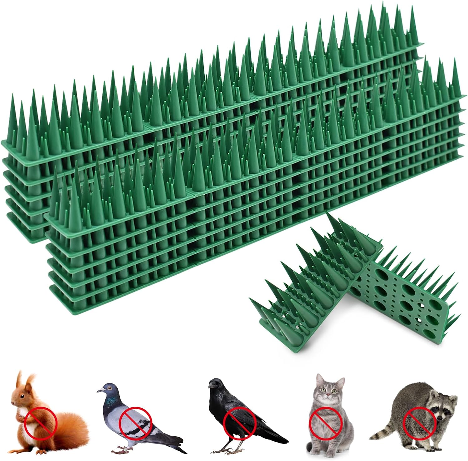 12-teiliges Set Taubenabwehrspitzen, 4,8 Meter Lang, Vogelabwehrspitzen Zum Vertreiben Von Krähen, Spatzen Und Katzen, Haustierfreundlich Für Balkone, Dächer, Fenster, Gärten Und Zäune, Grün