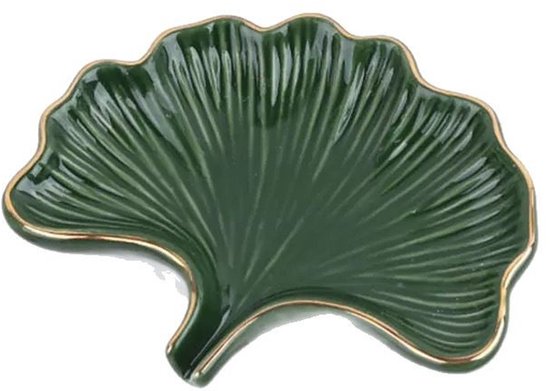 Seifenhalter Aus Keramik Mit Abfluss – Ginkgoblattmuster, Grün (2 Stück)