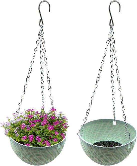 Hängende Blumentöpfe Dekorative Vasen 2er-set Gartentöpfe Hängekübel Metallblumentöpfe Blumentöpfe Für Die Innendekoration Durchmesser 15 Cm Grün