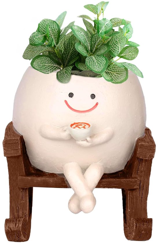 Dailygoods Blumentopf Mit Smiley-gesicht Hängeblumentöpfe Lustige Blumentöpfe Pflanzgefäß Für Sukkulenten Hellbraunes Kunstharz Integriertes
