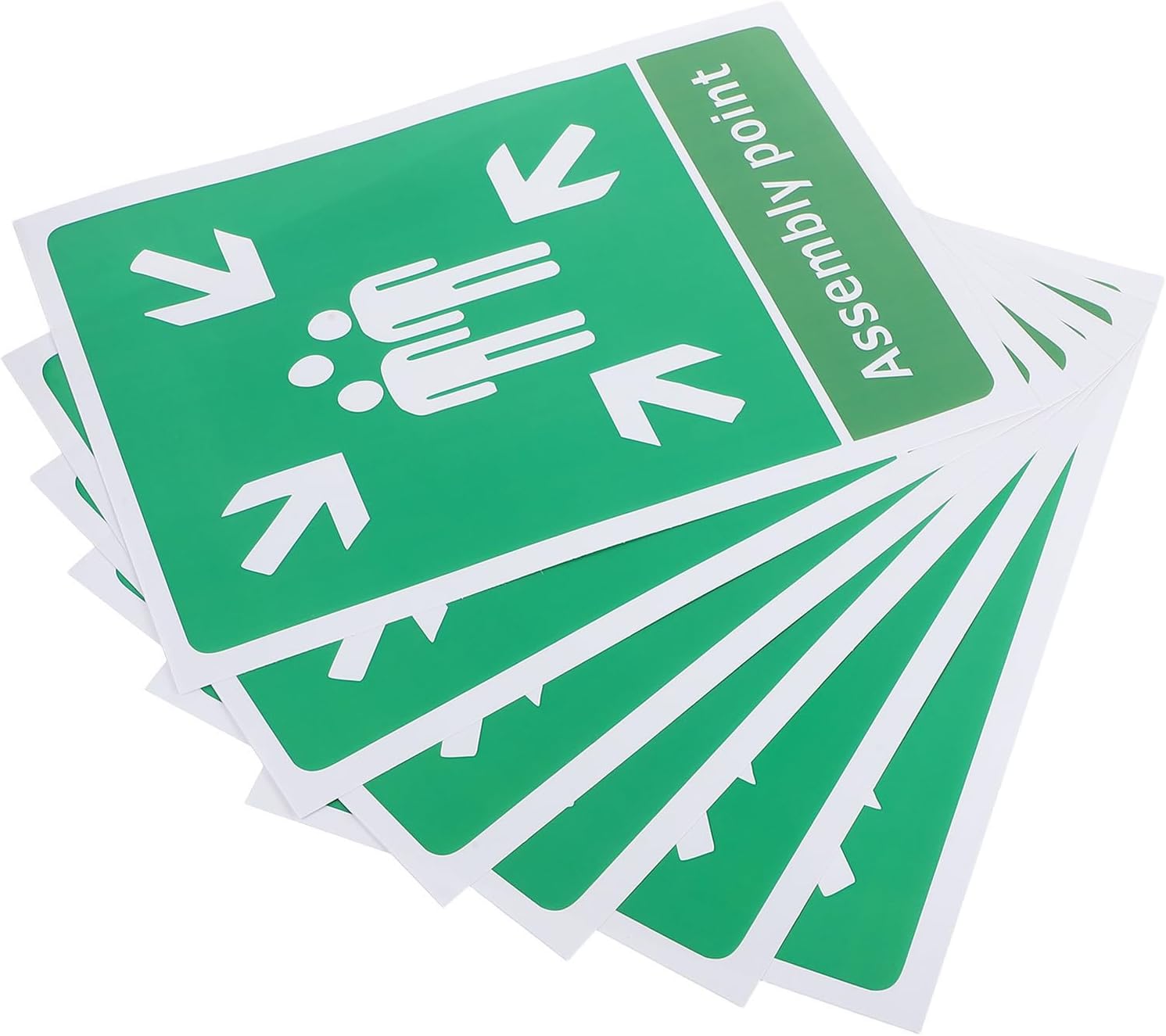 Sammelpunkt-schilder – Set Mit 5 Hellgrünen Pvc-aufklebern – Gut Sichtbare Und Selbstklebende Beschilderung Für Schulen Und Büros