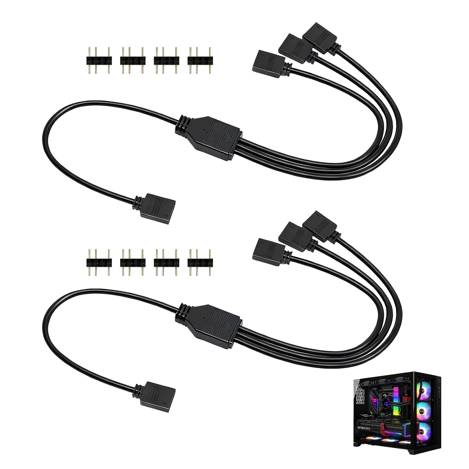Stück 30 Cm Argb 1 Auf 3 Splitterkabel, 5v 3-pin Rgb Kabeladapter, Argb Splitter, Kabel Für Cpu-kühler Und Lüfter, Kompatibel Mit 5v Motherboards