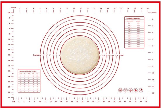 Silikon-backmatte – 40 X 30 Cm – Rutschfeste Backmatte Mit Messskala – Rutschfeste Silikon-küchenmatte Für Pizza, Kekse Und Teig – Ausführung B