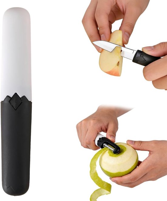 1 Sparschäler 2-in-1 Multifunktionsmesser Mit Schälmesser Und Obstmesser Aus Rostfreiem Edelstahl Spülmaschinenfest Mit Rutschfestem Griff Für