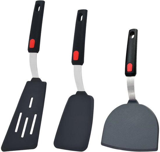 3-teiliges Set Antihaft-silikonspatel Geeignet Für Beschichtete Pfannen Bpa-freie Gummispatel Küchenhelfer Spatel Für Eier Pfannkuchen Fisch Und