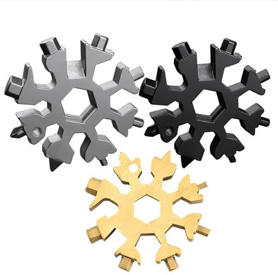 3-teiliges 18-in-1 Snowflake Multitool-set Edelstahl Flaschenöffner Schlitzschraubendreher Schraubenschlüssel Reise Camping Abenteuer Und Schwarz