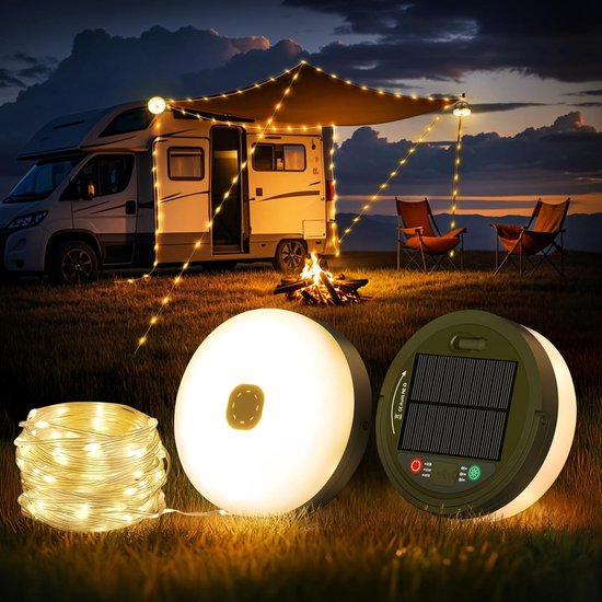 Einziehbare Camping-lichterkette – 10 Meter – Wasserdicht – Usb-aufladbar