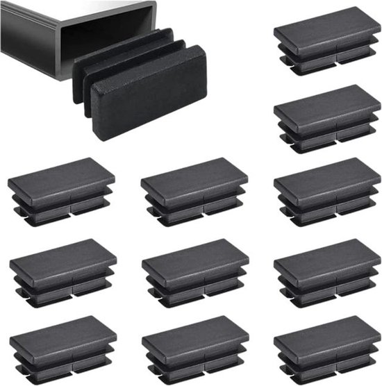 Packung Mit 12 Streifenförmigen Endkappen. Geeignet Für Rechteckrohre, Metallrohre, Bänke, Stühle Und Stuhlbeinschoner (40 X 20 Mm).