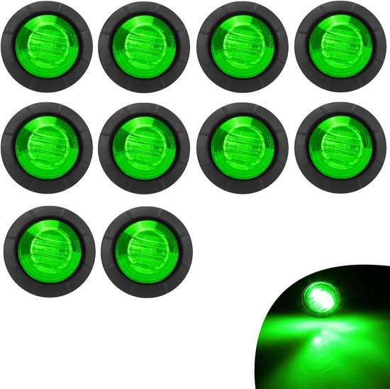 Packung Mit 10 3 4-zoll-led-rückblinkern Geeignet Für Lkws Anhänger Kabinenschilder Wohnmobilschilder Und Led-lichtleisten Für Boote Grün 12v