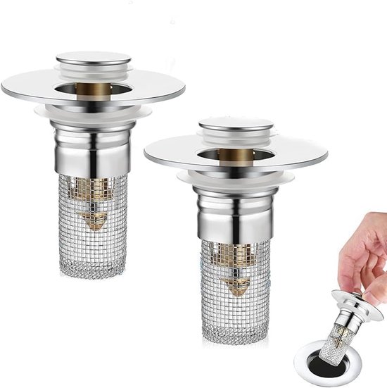Waschbeckenstöpsel – Geeignet Für Abflussöffnungen Von 33–40 Mm – Universell – Federbelastet – Abflusssieb – 2 Stück