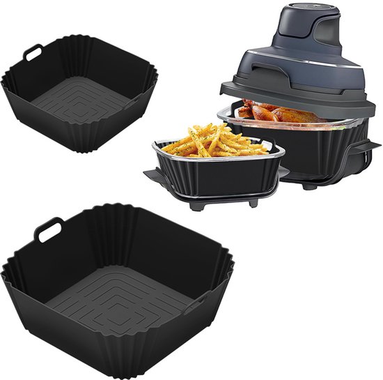 Set Mit 2 Silikon-heißluftfritteusen-einsätzen Passend Für Ninja Crispi Fn101gy Fn101sg Fn101st 4-in-1-glas-heißluftfritteusen-zubehör Für Mit 4 4 6