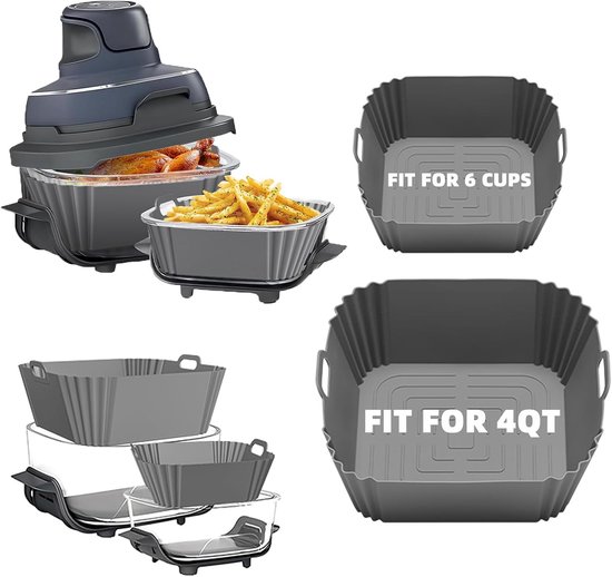 2er-pack Silikon-heißluftfritteusen-einlagen Passend Für Ninja Crispi Fn101gy Fn101sg Fn101st Passend Für 4-qt Und 6 Glas