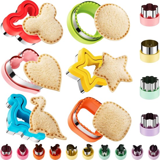 20-teiliges Set Für Kinder Mit Sandwich-ausstechern Und Verschlüssen Festlichen Herzförmigen Ausstechformen In Form Von Obst Und Gemüse Brotdosen