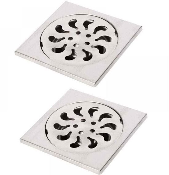 Set Aus 2 Edelstahl-bodenabläufen (10x10x25 Mm), Quadratischen Duschrosten, Duschfiltern, Duschabläufen Für Den Innenbereich Mit Haarklammern.
