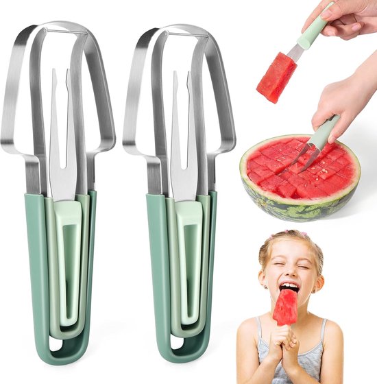 Wassermelonenschneider-werkzeug 3-in-1-obstschneider Aus Edelstahl Mit Hobel Und Gabel Multifunktionaler Wassermelonenschneider Für Mango Apfel