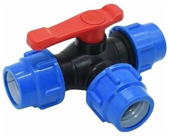 32 Mm Schnellkupplungs-t-stück-kugelhahn, Geeignet Für Pvc/pe-rohre, Mit Schnellverschlussschalter Und T-stück (größe: 32 Mm).