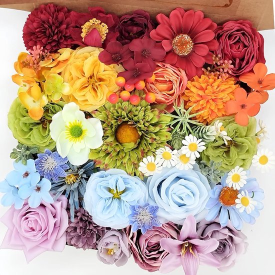 38-teiliges Set Künstlicher Blumensträuße Für Diy-hochzeitsdekorationen Mehrfarbige Regenbogen-kunstblumenarrangements Für Tischdekorationen Und