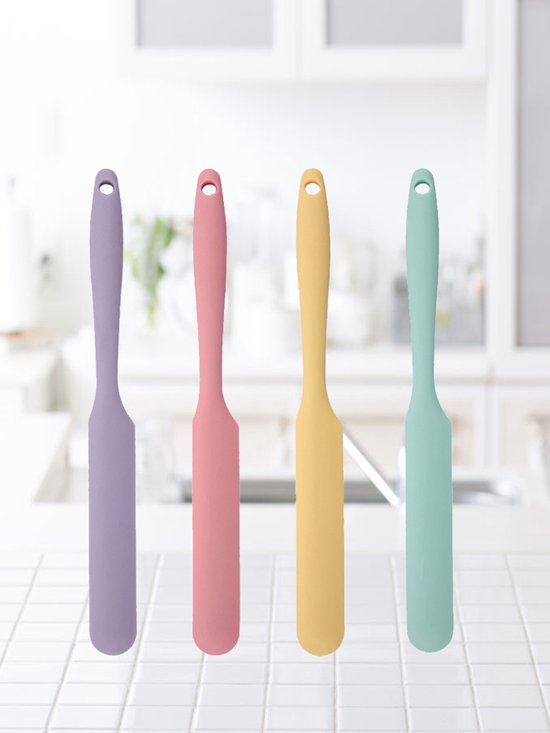 4-teiliges Set Aus Lebensmittelechtem Silikon-butterspatel, Multifunktionaler Langer Kuchenheber, Hitzebeständiges Küchenbackwerkzeug