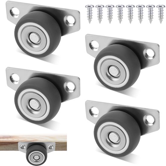 4er-set Seitlich Montierte Mini-rollen – 3 Cm Kleine Gummirollen – Tragkraft 63,5 Kg – Geräuscharme Rollen Mit Schraube Für Wohnmöbel