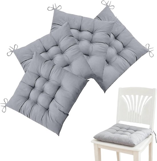 Set Mit 4 Stuhlkissen Mit Befestigungsbändern Bequemes Sitzkissen 40 X 40 Cm Hochwertiges Innenkissen Für Den Innen Und Außenbereich Garten