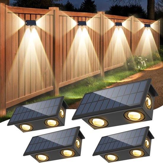 Wandleuchte 4er-set Solar-wandleuchten Warmweiß Wasserdicht Solar-wandleuchten Dekorative Led-außenwandleuchten Geeignet Für Veranden Terrassen