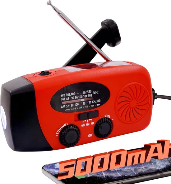 Notradio Tragbares Notradio 5000-mah-solarradio Mit Wetterfunktion Am Fm Noaa 4 Betriebsmodi Kopfhöreranschluss Led-taschenlampe Sos-alarm Für