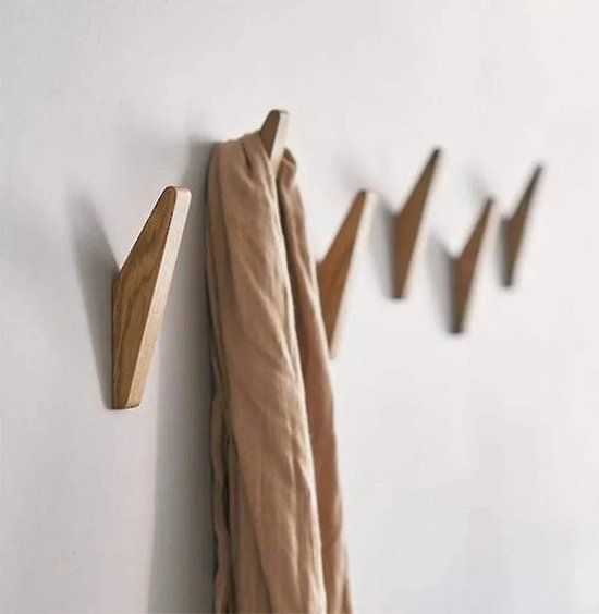 6 Vintage-holzhaken, Tragkraft 5 Kg, Wandhaken, Kleiderhaken, Mehrzweckhaken, Schlüsselhaken (6er-pack)
