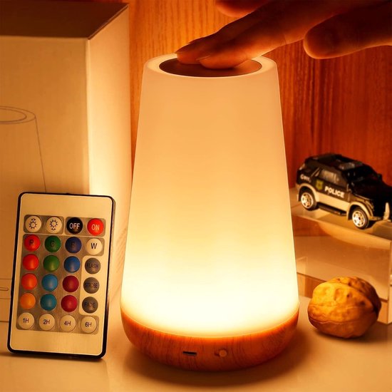 Nachtlicht Dimmbare Touch-lampe Fürs Schlafzimmer Tragbare Tischlampe Nachttischlampe 5 Helligkeitsstufen 13 Rgb-farben Kinderzimmer Und