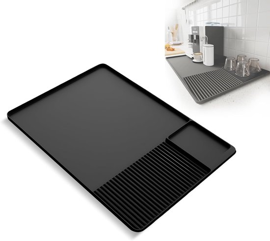 Silikon-kaffeematte 60 X 40 Cm Kaffeemaschinenmatte Mit Erhöhtem Rand Faltbares Tropfzubehör Für Die Kaffeebar Geeignet Für Kaffeemaschine Für Schwarz