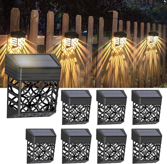 Gartenwandleuchten Solar-wandleuchten Für Den Außenbereich 8-teiliges Set Ip54 Wasserdicht Warmweißes Led-licht Für Terrasse Hof Treppe Weg Und