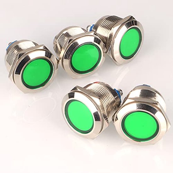 Stück 22 Mm Led-blinker Aus Metall, 12–24 V, Wasserdicht – Grün