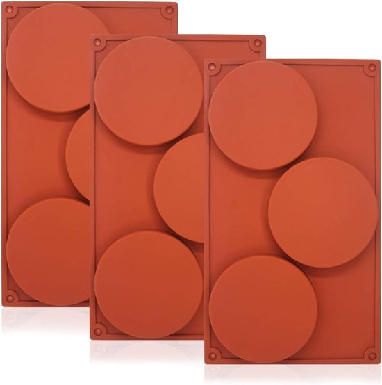 Große, Runde Silikon-backform In Scheibenform Mit 3 Mulden, 3er-pack, Antihaftbeschichtet, Für Kuchen, Süßigkeiten, Seife Und Harz