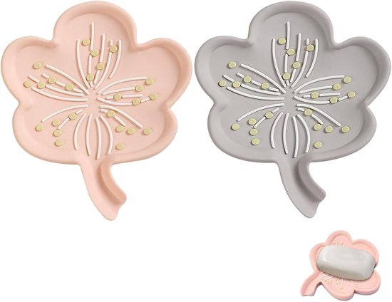 Rutschfeste Seifenschale, 2-teilige Silikon-seifenschale In Blumenform Mit Wasserablauf Für Bad Und Küche