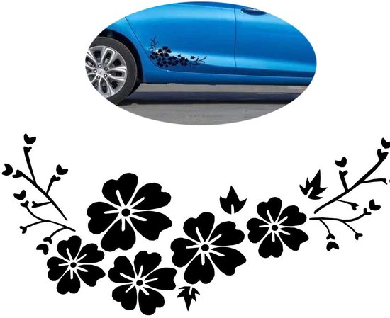 Schwarze Blumen Autoaufkleber Autoaufkleber Motorradaufkleber Dekorative Autoaufkleber Selbstklebend Wasserfest 1 Stück 30 X 14 Mm Hochwertiges T
