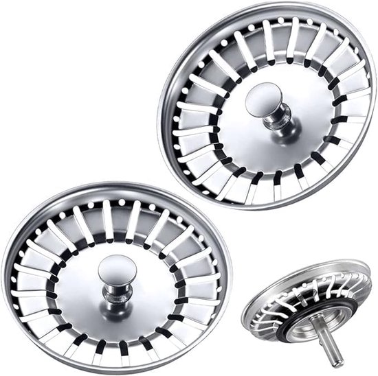 2er-pack Edelstahl-spülbeckenstöpsel (84 Mm) – Ersatz-spülbeckenstöpsel – Abflussstopfen Für Speisereste Und Haare – Passend Für Küchenspülen Mit 84–85 Mm Durchmesser