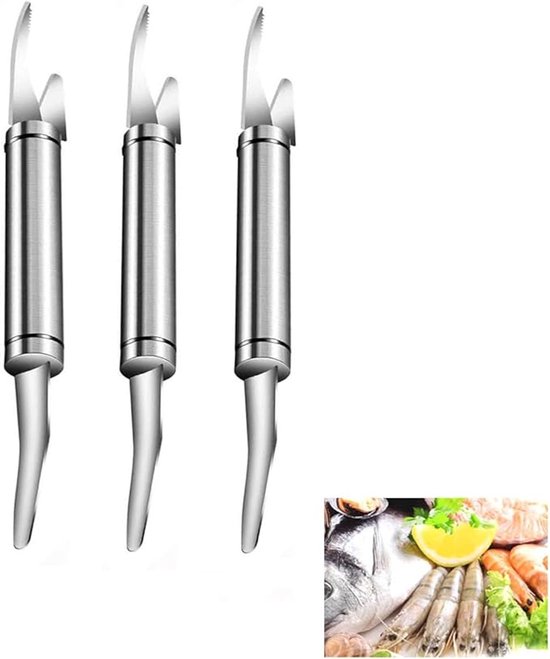 Professioneller 5-in-1 Garnelenschäler Aus Edelstahl Multifunktionswerkzeug Zum Öffnen Entschuppen Schneiden Und Ausnehmen Von Garnelen Für Sushi 3
