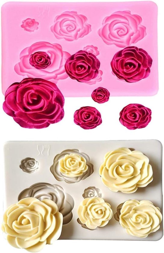 2-teiliges Silikon-backformen-set Mit Rosenmotiven, Geeignet Für Kuchen, Schokolade, Hochzeitstorten Und Fondant.