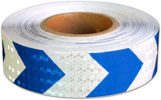 Reflektierendes Band 5 Cm X 3 M – Wabenpfeil, 1 Stück, Blau-weiß, Selbstklebend, Warnband