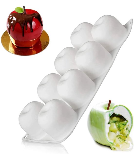 Egoods – Silikonform Mit 8 Vertiefungen Für 3d-apfelformen – Ideal Für Heiße Schokoladenbomben, Kuchen, Gelee Und Kuppelmousse