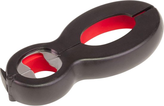 Universalöffner, Gummiinnenseite, 14 X 6 Cm, Edelstahl/kunststoff, Schwarz/rot