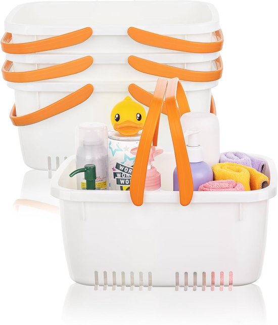 Duschkorb Duschorganizer Aus Kunststoff Mit Klappbarem Griff Tragbare Aufbewahrungsbox Mit Abflusslöchern Für Bad Küche Studentenwohnheim Shampoo Weiß
