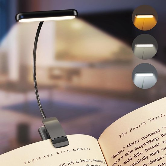 Buchlampe Wiederaufladbare Leselampe Zum Lesen Vor Dem Schlafengehen Mit 3 Farben Und 10 Helligkeitsstufen Flexibler Schwanenhals Kleine Für A