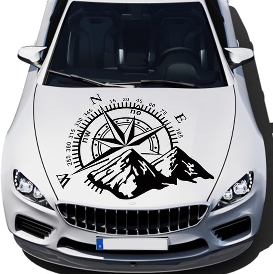 Kompass Mit Bergjeep-aufkleber - Autoaufkleber - Wasserfester Vinyl-aufkleber Für Motorhaube/fenster/karosserie (60x50cm)