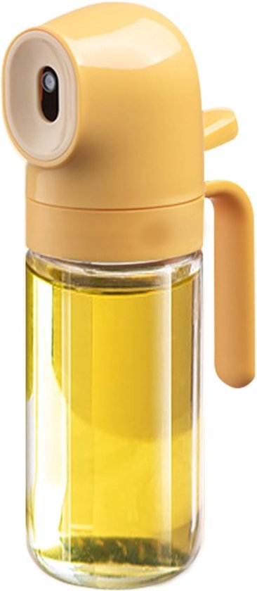 Ölsprüher 250 Ml – Verschließbar, Mit Sprühpumpe, Für Heißluftfritteuse, Grill, Braten (weiß/gelb)