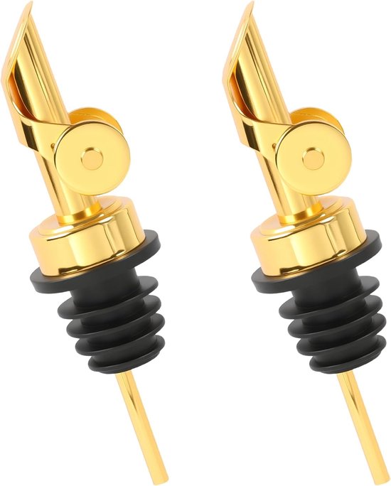 Set Mit 2 Ausgießern Aus Edelstahl Für Ölflaschen Tropffreier Verschluss Mit Automatischem Klappdeckel Präzise Dosierung Von Olivenöl Und Essig
